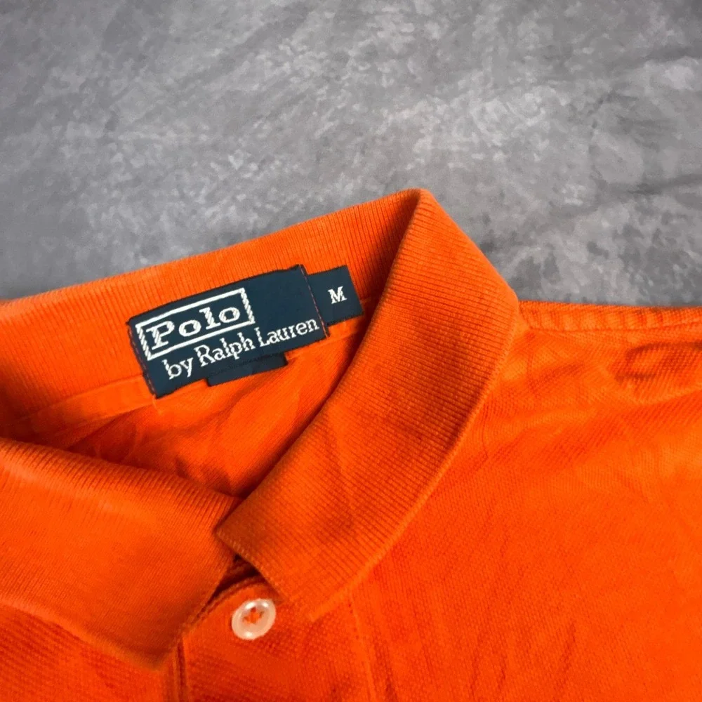 Polo Ralph Lauren Orange Pique Polo Shirt Mens Medium Vintage Y2K Short Sleeve